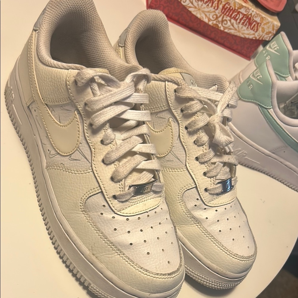 Nike White and Cream Air Sneakers